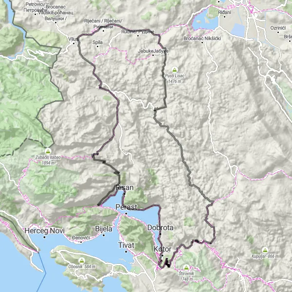 Map miniature of "Cycling Adventure: Montenegrin Highlands" cycling inspiration in Crna Gora, Montenegro. Generated by Tarmacs.app cycling route planner