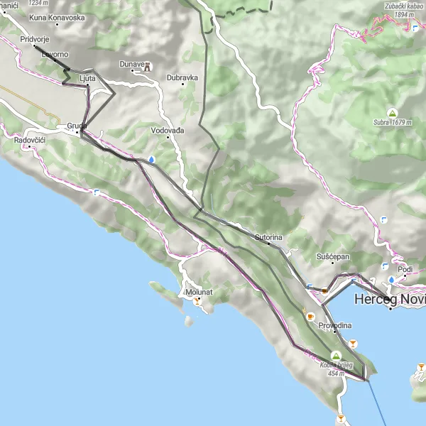 Map miniature of "Countryside Escape" cycling inspiration in Crna Gora, Montenegro. Generated by Tarmacs.app cycling route planner