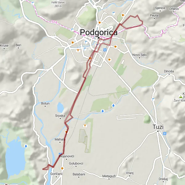 Map miniature of "Mojanovići to Lovćen Gravel Route" cycling inspiration in Crna Gora, Montenegro. Generated by Tarmacs.app cycling route planner