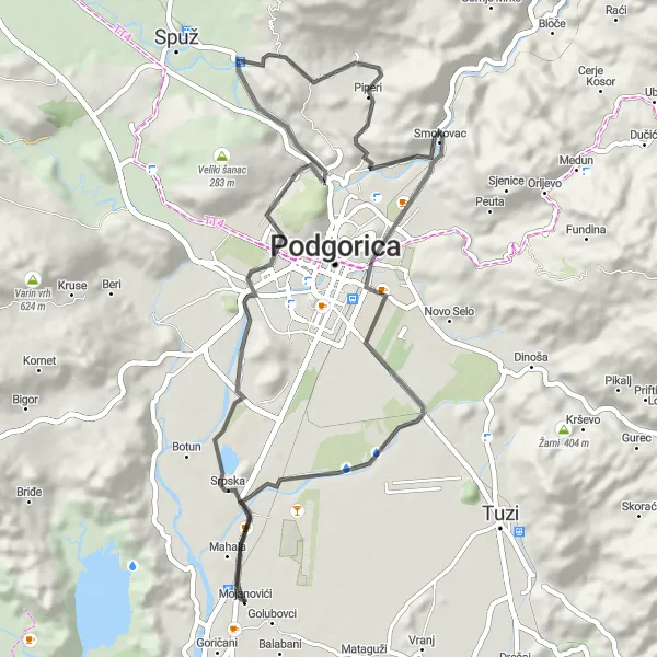 Map miniature of "Dajbabska gora Road Route" cycling inspiration in Crna Gora, Montenegro. Generated by Tarmacs.app cycling route planner
