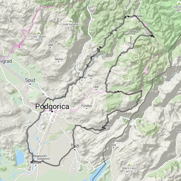Map miniature of "Montenegro Mountain Challenge Road Cycling Route" cycling inspiration in Crna Gora, Montenegro. Generated by Tarmacs.app cycling route planner