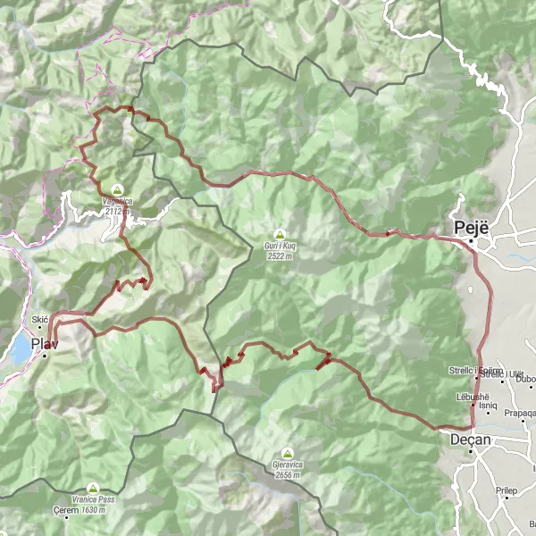 Map miniature of "The Wild Gravel Adventure" cycling inspiration in Crna Gora, Montenegro. Generated by Tarmacs.app cycling route planner