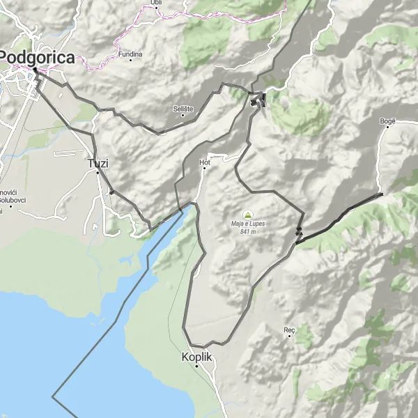 Map miniature of "Montenegrin Mountain Adventure" cycling inspiration in Crna Gora, Montenegro. Generated by Tarmacs.app cycling route planner