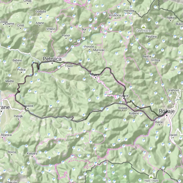 Map miniature of "Rožaje - Borovo brdo Road Route" cycling inspiration in Crna Gora, Montenegro. Generated by Tarmacs.app cycling route planner