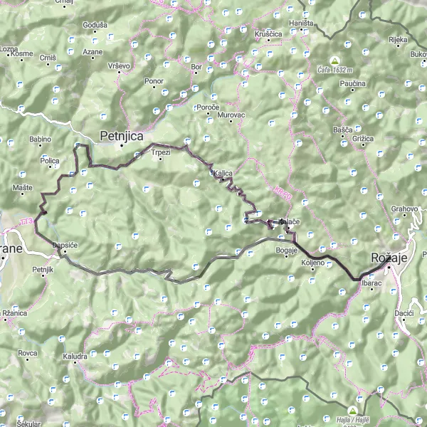 Map miniature of "Rožaje - Ravna gora Road Route" cycling inspiration in Crna Gora, Montenegro. Generated by Tarmacs.app cycling route planner
