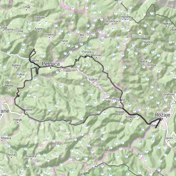 Map miniature of "Picturesque Countryside and Historic Landmarks" cycling inspiration in Crna Gora, Montenegro. Generated by Tarmacs.app cycling route planner