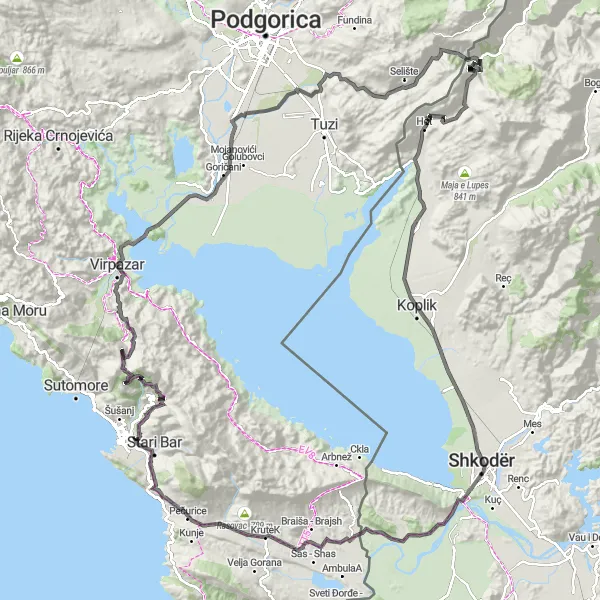 Map miniature of "Road Cycling Route: Montenegrin Traverse" cycling inspiration in Crna Gora, Montenegro. Generated by Tarmacs.app cycling route planner