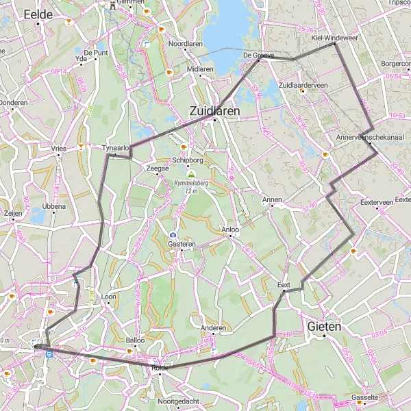 Map miniature of "Countryside Charm" cycling inspiration in Drenthe, Netherlands. Generated by Tarmacs.app cycling route planner