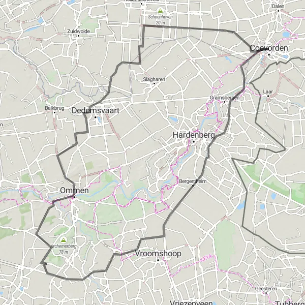 Miniatuurkaart van de fietsinspiratie "Route vanuit Ballast naar Dedemsvaart" in Drenthe, Netherlands. Gemaakt door de Tarmacs.app fietsrouteplanner