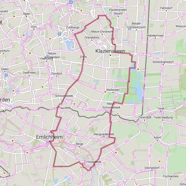 Map miniature of "Drenthe Gravel Route 1" cycling inspiration in Drenthe, Netherlands. Generated by Tarmacs.app cycling route planner