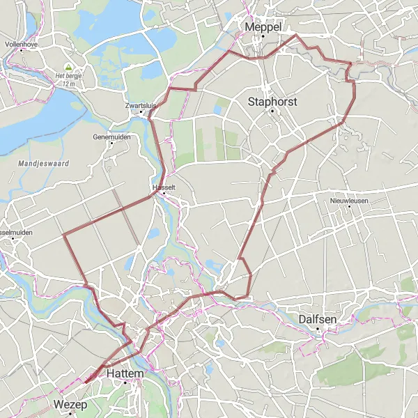 Map miniature of "Explore the Beautiful Reestdal Valley" cycling inspiration in Drenthe, Netherlands. Generated by Tarmacs.app cycling route planner