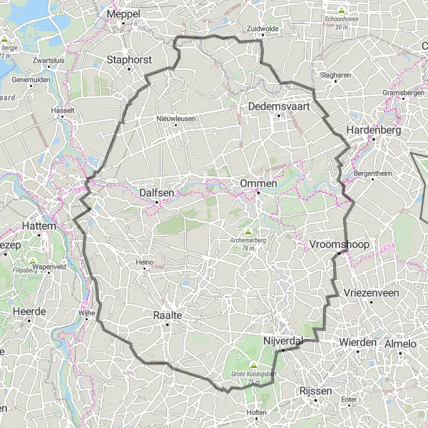 Map miniature of "Zuidwolde to IJhorst Route" cycling inspiration in Drenthe, Netherlands. Generated by Tarmacs.app cycling route planner