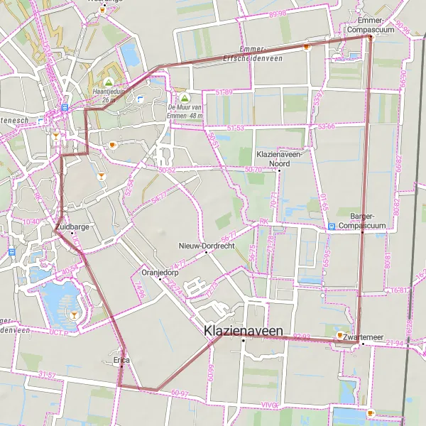 Map miniature of "Gravel Adventure to Klazienaveen" cycling inspiration in Drenthe, Netherlands. Generated by Tarmacs.app cycling route planner