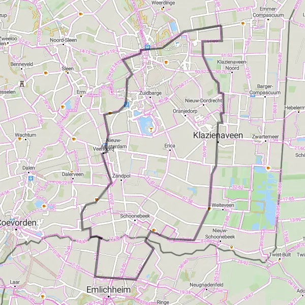 Miniatuurkaart van de fietsinspiratie "Historische Route langs Emmer-erfscheidenveen" in Drenthe, Netherlands. Gemaakt door de Tarmacs.app fietsrouteplanner