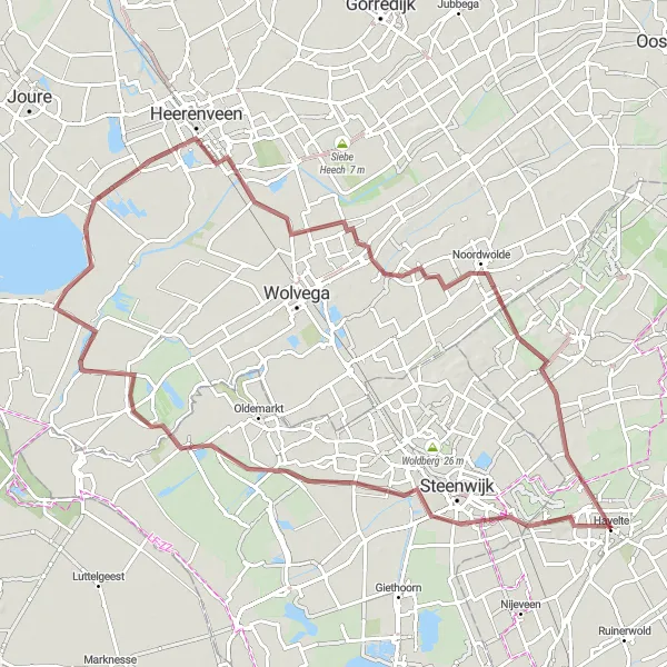 Map miniature of "Havelte Explorations" cycling inspiration in Drenthe, Netherlands. Generated by Tarmacs.app cycling route planner