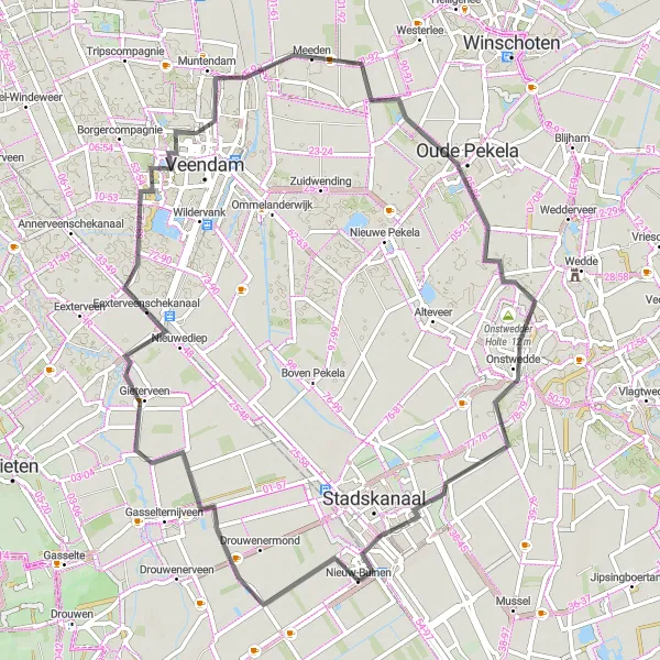 Miniatuurkaart van de fietsinspiratie "Wegroute Gasselterboerveen naar Nieuw-Buinen" in Drenthe, Netherlands. Gemaakt door de Tarmacs.app fietsrouteplanner