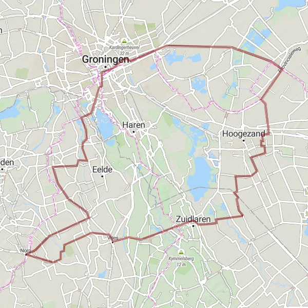 Map miniature of "The Zuidlaren Gravel Journey" cycling inspiration in Drenthe, Netherlands. Generated by Tarmacs.app cycling route planner