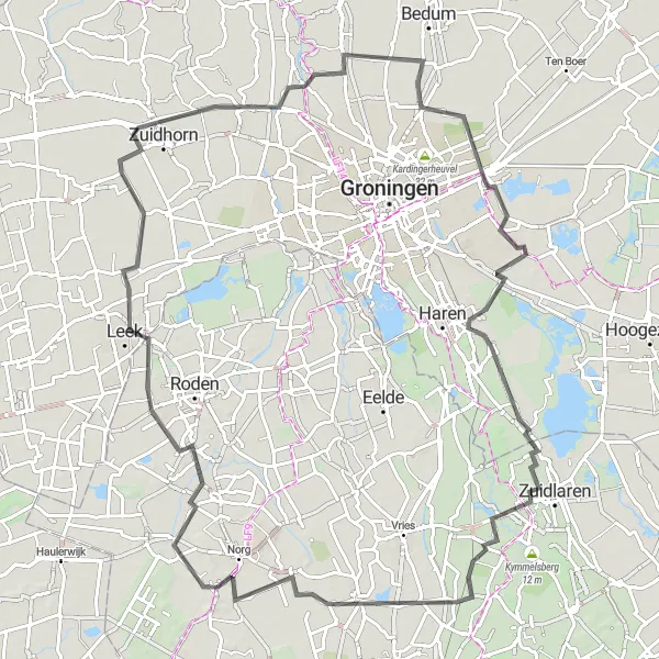 Miniatuurkaart van de fietsinspiratie "Historische Dorpen en Landhuizen Route" in Drenthe, Netherlands. Gemaakt door de Tarmacs.app fietsrouteplanner