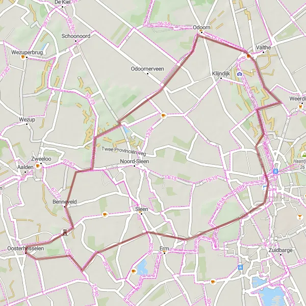 Map miniature of "Valthe Loop" cycling inspiration in Drenthe, Netherlands. Generated by Tarmacs.app cycling route planner