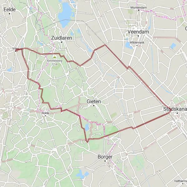 Map miniature of "Picturesque Villages and Natural Landscapes" cycling inspiration in Drenthe, Netherlands. Generated by Tarmacs.app cycling route planner
