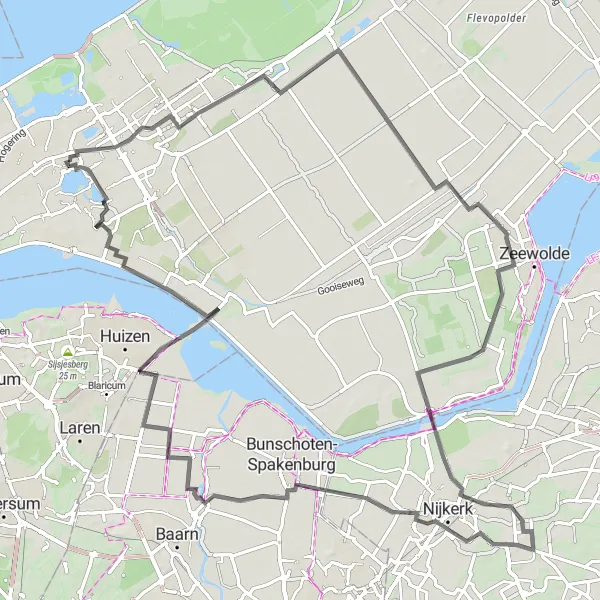 Map miniature of "The Castle Salentein Loop" cycling inspiration in Flevoland, Netherlands. Generated by Tarmacs.app cycling route planner