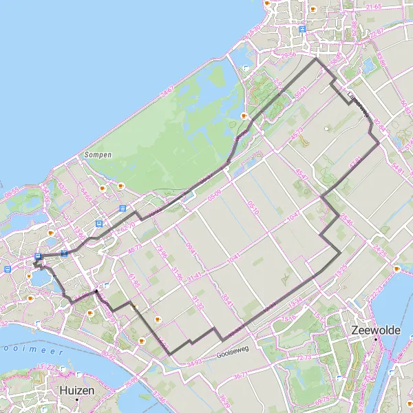 Map miniature of "Almere Stad - Flevopolder - Almere Hout - Almere Stad" cycling inspiration in Flevoland, Netherlands. Generated by Tarmacs.app cycling route planner