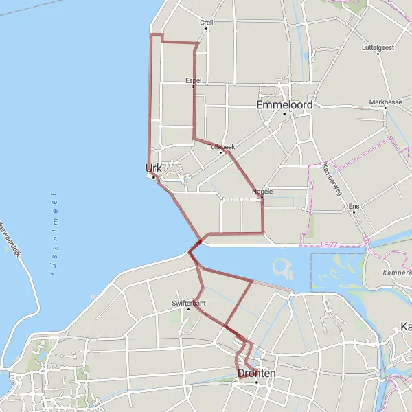 Map miniature of "Gravel Paradise" cycling inspiration in Flevoland, Netherlands. Generated by Tarmacs.app cycling route planner