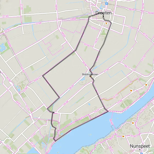 Map miniature of "Biddinghuizen Exploration Road Route" cycling inspiration in Flevoland, Netherlands. Generated by Tarmacs.app cycling route planner