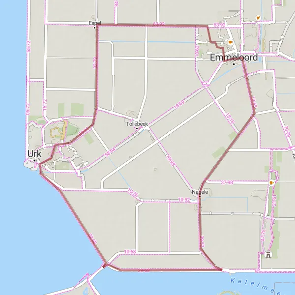 Miniatuurkaart van de fietsinspiratie "Korte gravelroute rond Emmeloord" in Flevoland, Netherlands. Gemaakt door de Tarmacs.app fietsrouteplanner