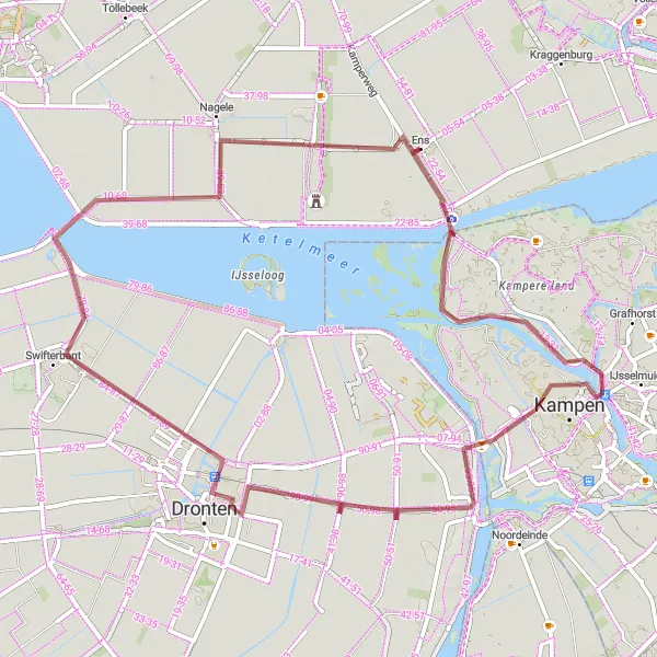 Miniatuurkaart van de fietsinspiratie "Gravelavontuur rond Ens" in Flevoland, Netherlands. Gemaakt door de Tarmacs.app fietsrouteplanner