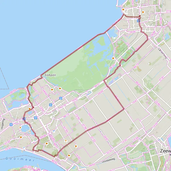 Map miniature of "Lelystad Gravel Adventure" cycling inspiration in Flevoland, Netherlands. Generated by Tarmacs.app cycling route planner