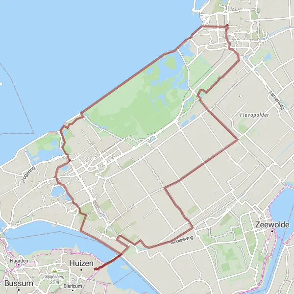 Map miniature of "Lakeside Gravel Loop" cycling inspiration in Flevoland, Netherlands. Generated by Tarmacs.app cycling route planner