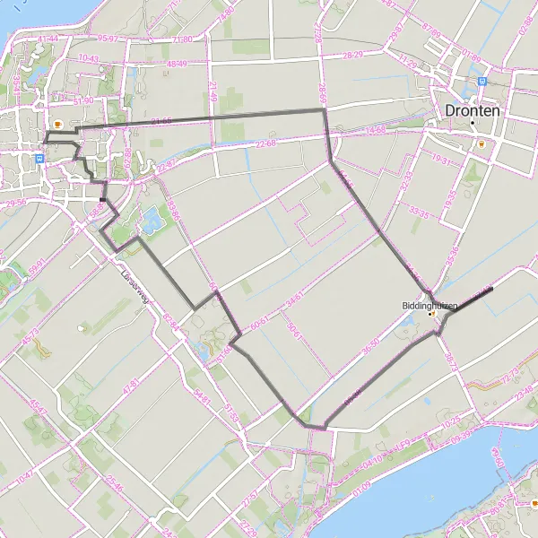 Map miniature of "Lelystad Exploration" cycling inspiration in Flevoland, Netherlands. Generated by Tarmacs.app cycling route planner