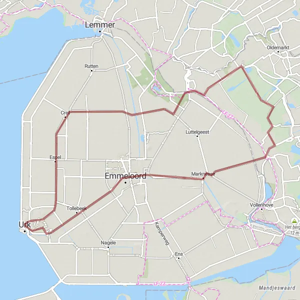 Miniatuurkaart van de fietsinspiratie "Fietsroute Creil naar Emmeloord" in Flevoland, Netherlands. Gemaakt door de Tarmacs.app fietsrouteplanner