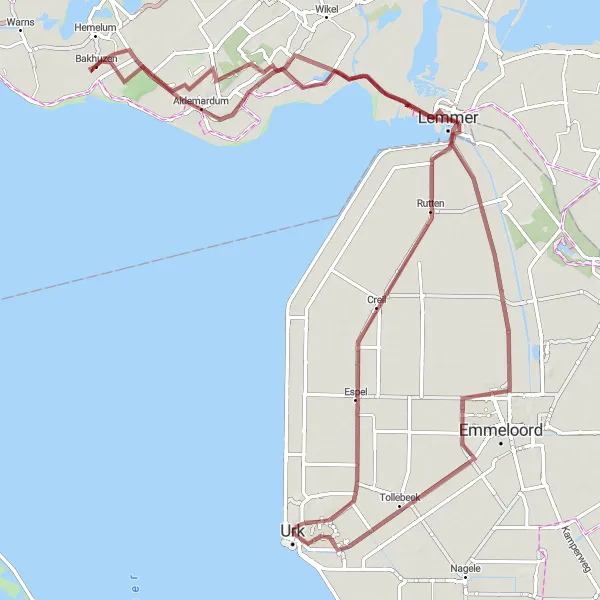 Miniatuurkaart van de fietsinspiratie "Ontdekkingstocht van Creil naar Tollebeek" in Flevoland, Netherlands. Gemaakt door de Tarmacs.app fietsrouteplanner