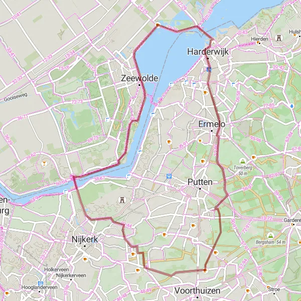 Map miniature of "Flevoland Gravel Adventure" cycling inspiration in Flevoland, Netherlands. Generated by Tarmacs.app cycling route planner