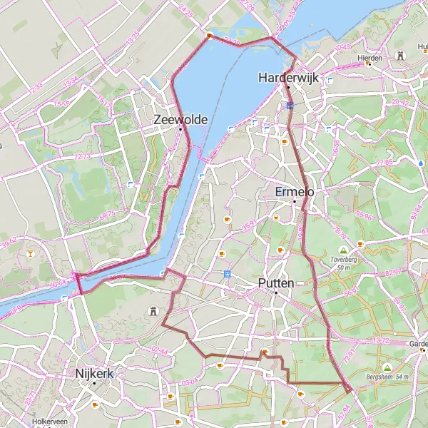 Miniatuurkaart van de fietsinspiratie "Ontdek Harderwijk en het Nuldernauw" in Flevoland, Netherlands. Gemaakt door de Tarmacs.app fietsrouteplanner