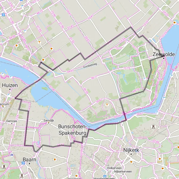 Map miniature of "Coastal Cruise" cycling inspiration in Flevoland, Netherlands. Generated by Tarmacs.app cycling route planner