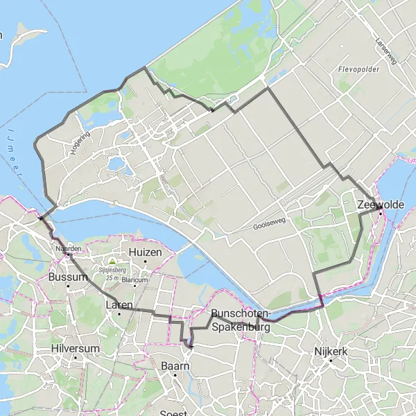 Miniatuurkaart van de fietsinspiratie "Fietsen naar Almere Pampus en de Uitkijkheuvel" in Flevoland, Netherlands. Gemaakt door de Tarmacs.app fietsrouteplanner
