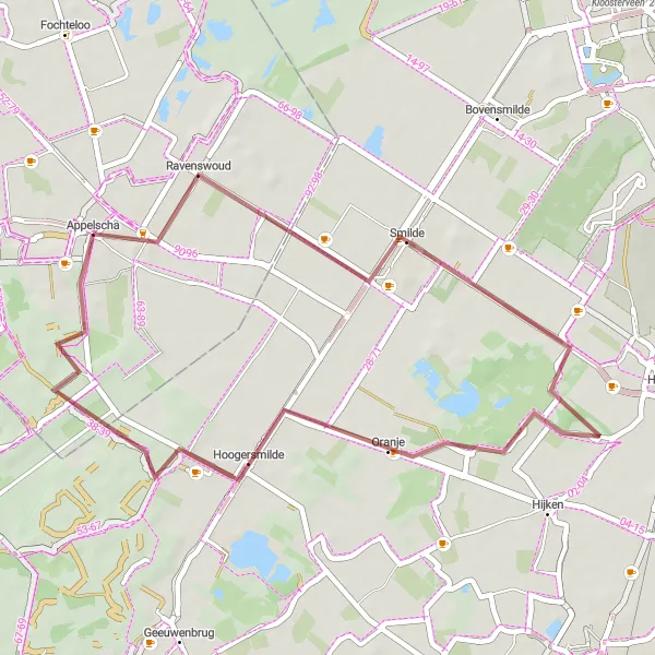 Miniatuurkaart van de fietsinspiratie "Bosbergtoren en heidevelden" in Friesland (NL), Netherlands. Gemaakt door de Tarmacs.app fietsrouteplanner