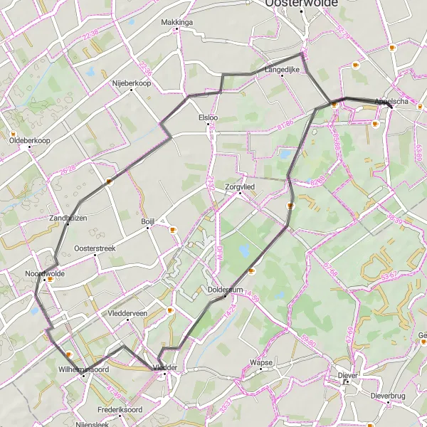 Map miniature of "Hidden Gems of Friesland" cycling inspiration in Friesland (NL), Netherlands. Generated by Tarmacs.app cycling route planner