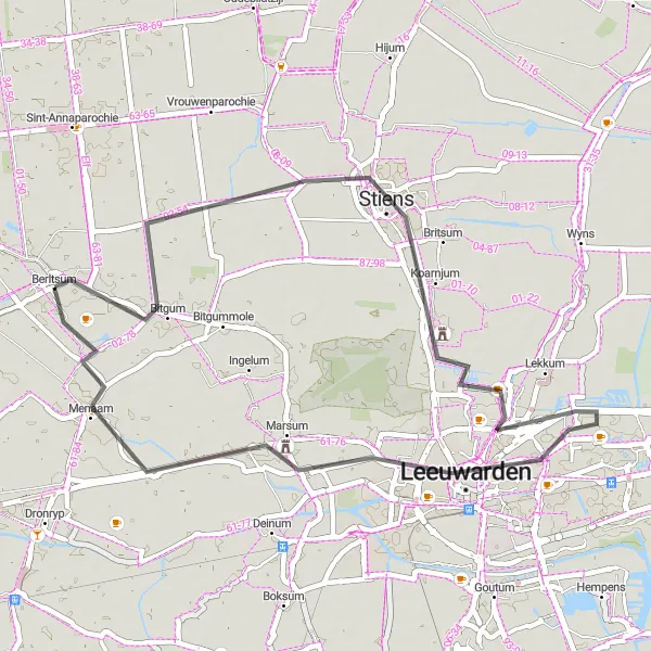 Miniatuurkaart van de fietsinspiratie "Korte route naar Menaam" in Friesland (NL), Netherlands. Gemaakt door de Tarmacs.app fietsrouteplanner