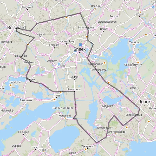 Map miniature of "Friesland Windmill Tour" cycling inspiration in Friesland (NL), Netherlands. Generated by Tarmacs.app cycling route planner
