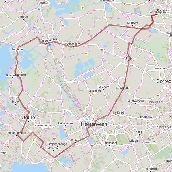 Miniatuurkaart van de fietsinspiratie "Gravelroute Tijnje en Nij Beets" in Friesland (NL), Netherlands. Gemaakt door de Tarmacs.app fietsrouteplanner