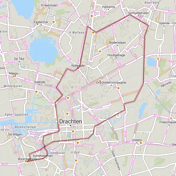 Miniatuurkaart van de fietsinspiratie "Gravelroute Vanuit Boornbergum" in Friesland (NL), Netherlands. Gemaakt door de Tarmacs.app fietsrouteplanner