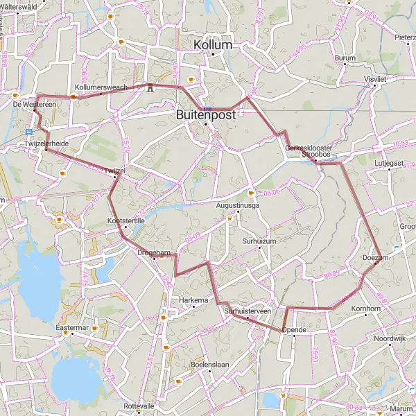 Map miniature of "Friesland Gravel Adventure" cycling inspiration in Friesland (NL), Netherlands. Generated by Tarmacs.app cycling route planner