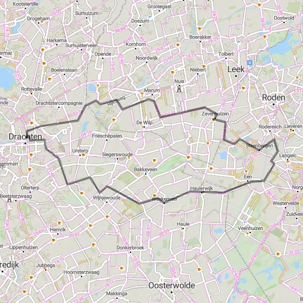 Map miniature of "Scenic Road Cycling in Friesland" cycling inspiration in Friesland (NL), Netherlands. Generated by Tarmacs.app cycling route planner