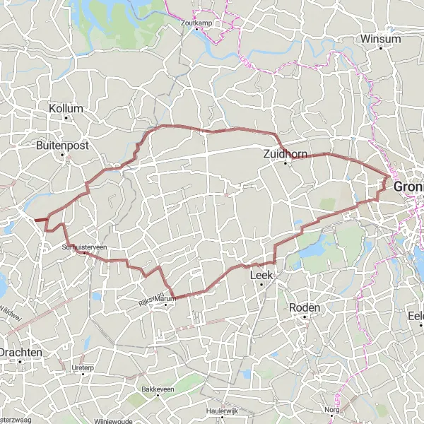 Miniatuurkaart van de fietsinspiratie "Rondje Augustinusga - Bouwekleaster" in Friesland (NL), Netherlands. Gemaakt door de Tarmacs.app fietsrouteplanner