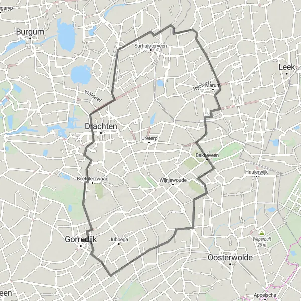 Map miniature of "Frisian Hills" cycling inspiration in Friesland (NL), Netherlands. Generated by Tarmacs.app cycling route planner