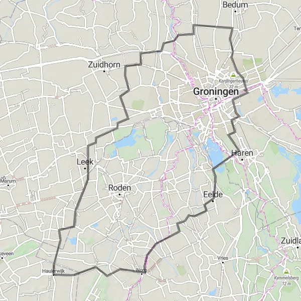 Map miniature of "The Westside Cycling Ecstasy" cycling inspiration in Friesland (NL), Netherlands. Generated by Tarmacs.app cycling route planner